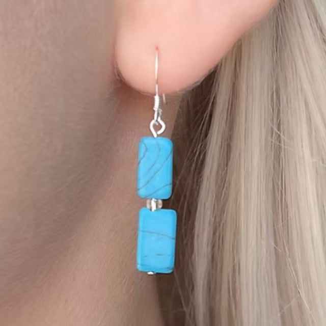 Carrie Elspeth Mosaic Rectangles Beaded Drop Earrings - Old Railway Line Garden Centre