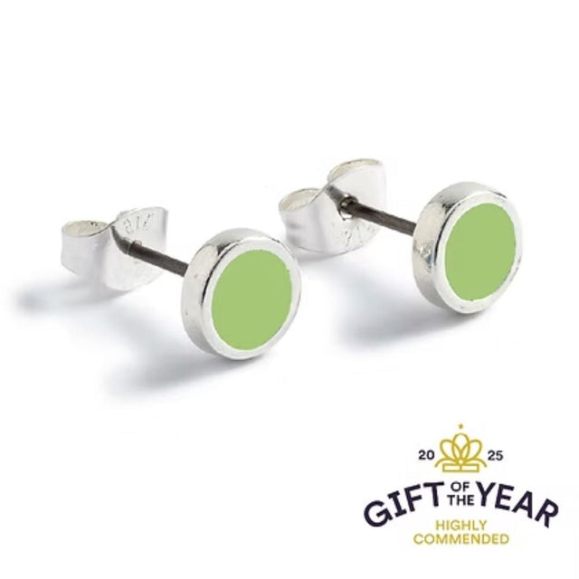Carrie Elspeth Opaline Silver Round Enamel Stud Earrings - Old Railway Line Garden Centre