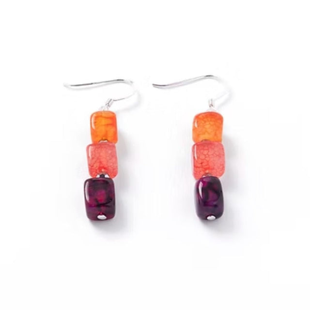 Carrie Elspeth Rainbow Agate Cubes Earrings - Old Railway Line Garden Centre