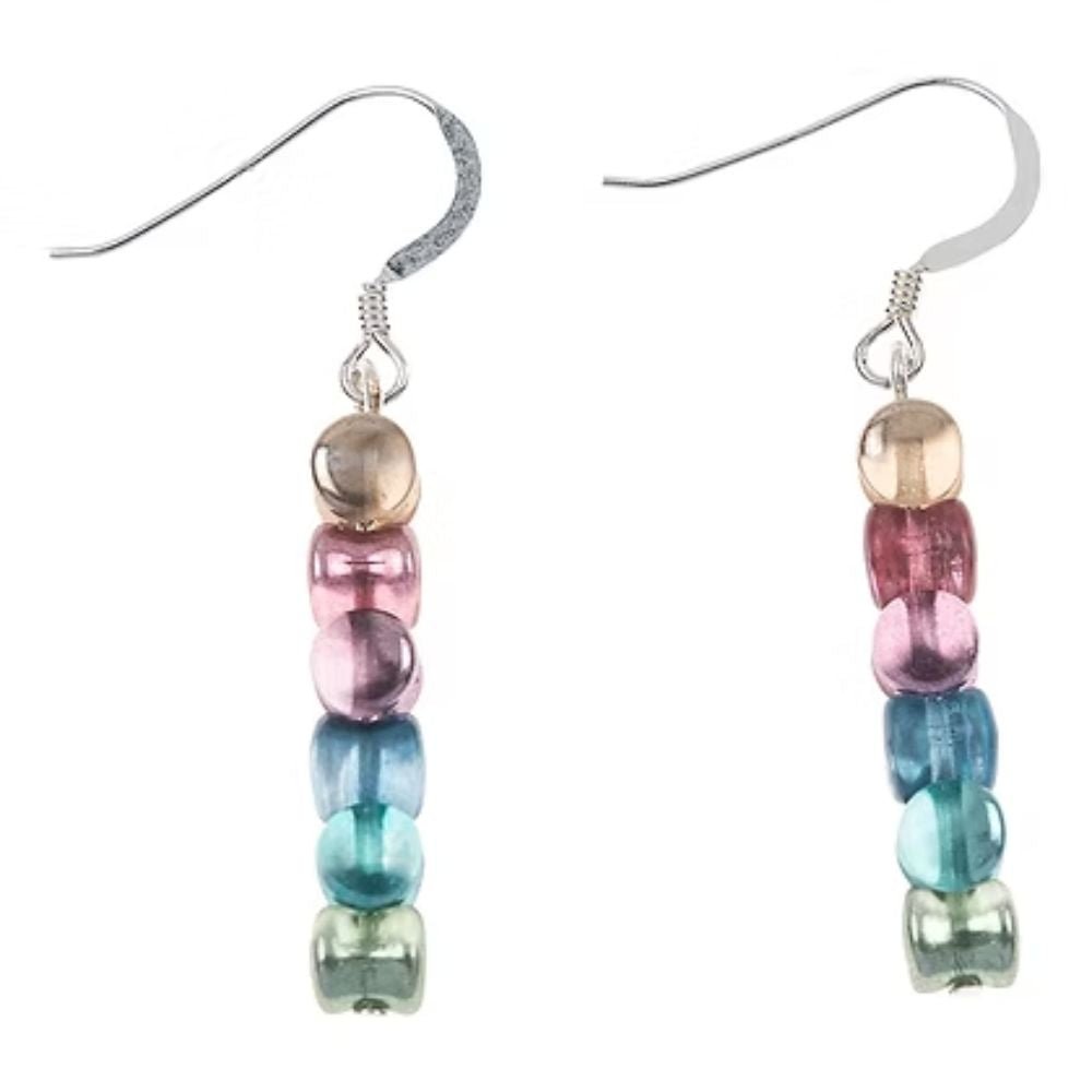 Carrie Elspeth Shimmer Drums Pastel Beaded Drop Earrings - Old Railway Line Garden Centre