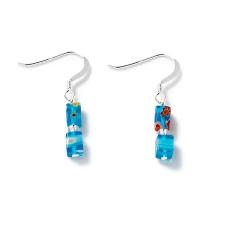 Carrie Elspeth Turquoise Millefiori Cubes Earrings - Old Railway Line Garden Centre