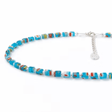 Carrie Elspeth Turquoise Millefiori Cubes Full Necklace - Old Railway Line Garden Centre