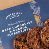 Cartwright & Butler 100g Dark Chocolate and Orange Florentines | Gold Christmas Carton