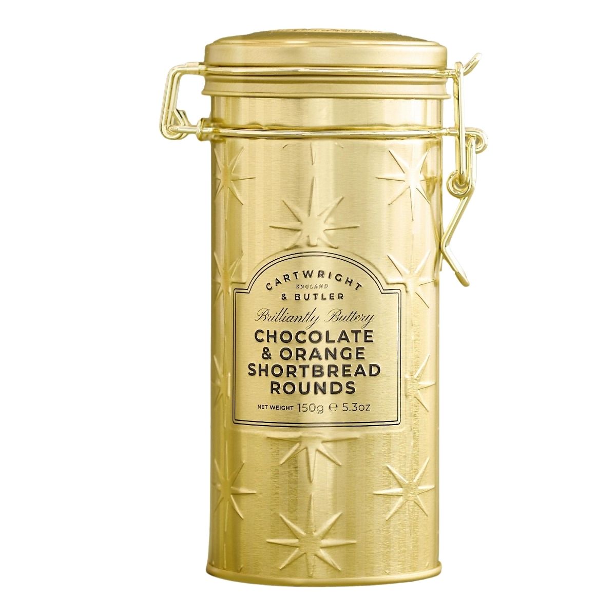 Cartwright & Butler 150g Chocolate & Orange Shortbread | Gold Christmas Carton