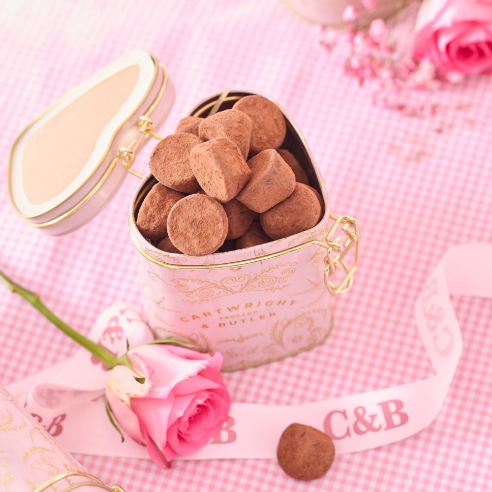 Cartwright & Butler 180g Chocolate & Hazelnut Truffles in Heart Tin