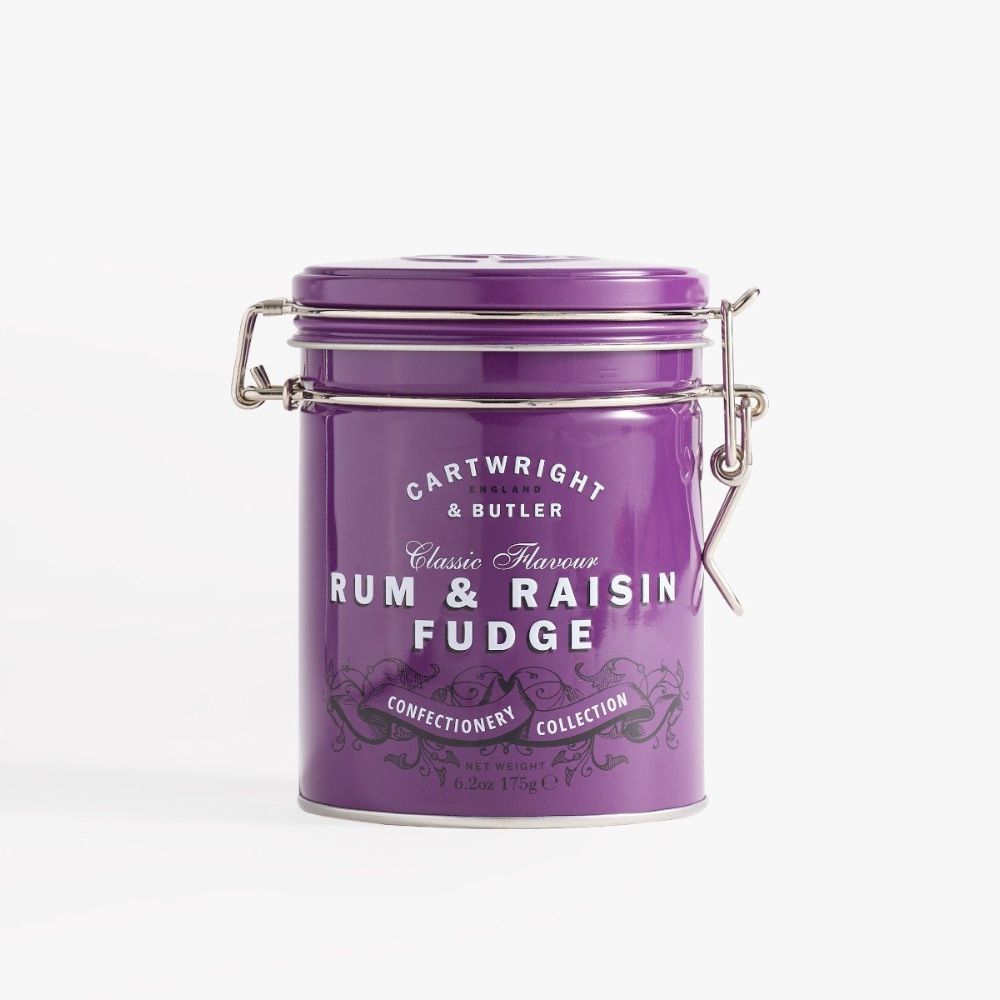 Cartwright & Butler 175g Rum & Raisins Fudge in Tin