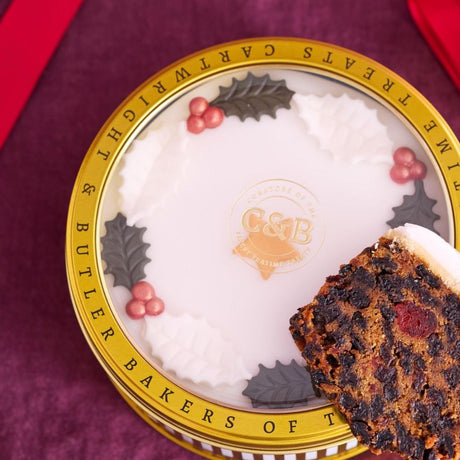 Cartwright & Butler 700g Merry Christmas Iced Round Cake in Tin