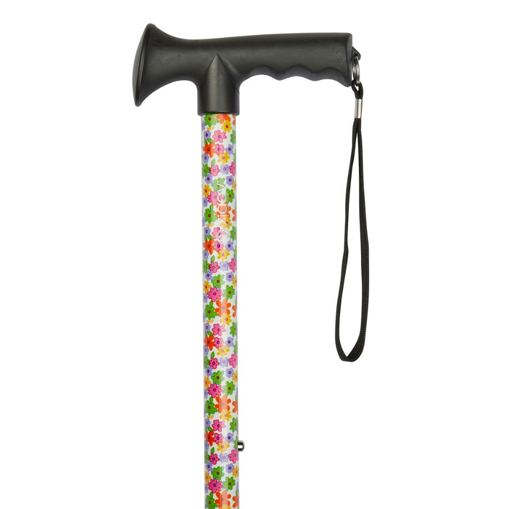 Charles Buyers 91cm Multi Floral Pattern Adjustable Stick With Gel Grip Handle
