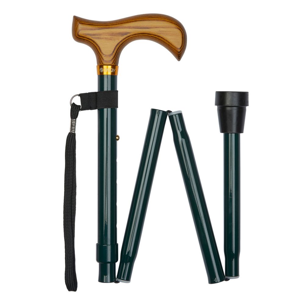Charles Buyers 92cm Dark Green Derby Handle Folding Stick
