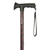 Charles Buyers 98cm Black Floral Pattern Adjustable Stick With Gel Grip Handle