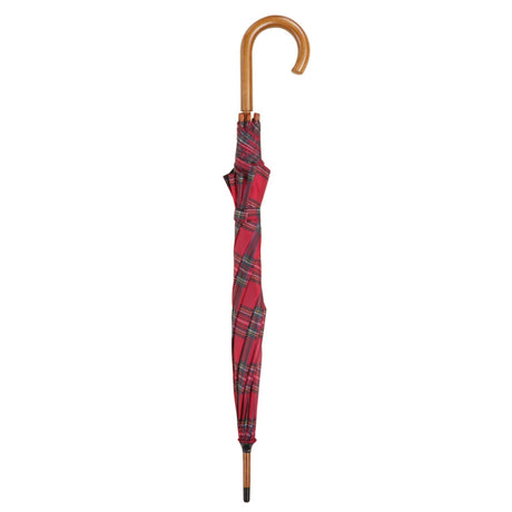 Charles Buyers Crook Handle Umbrella - Red Tartan - Old Railway Line Garden Centre