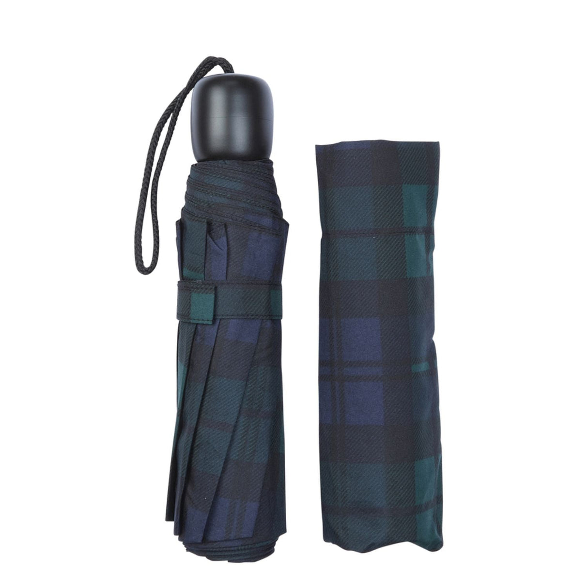 Charles Buyers Mini Fold Ziggy Umbrella - Green Tartan - Old Railway Line Garden Centre