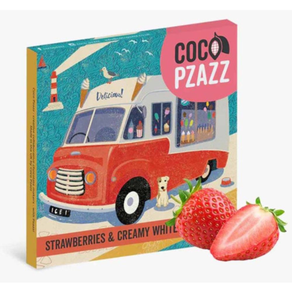 Coco Pzazz 80g Rocket 68 Strawberries & White Chocolate Bar