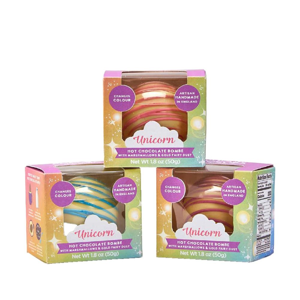 Cocoba 50g Unicorn Colour Surprise White Chocolate Hot Chocolate Bombe