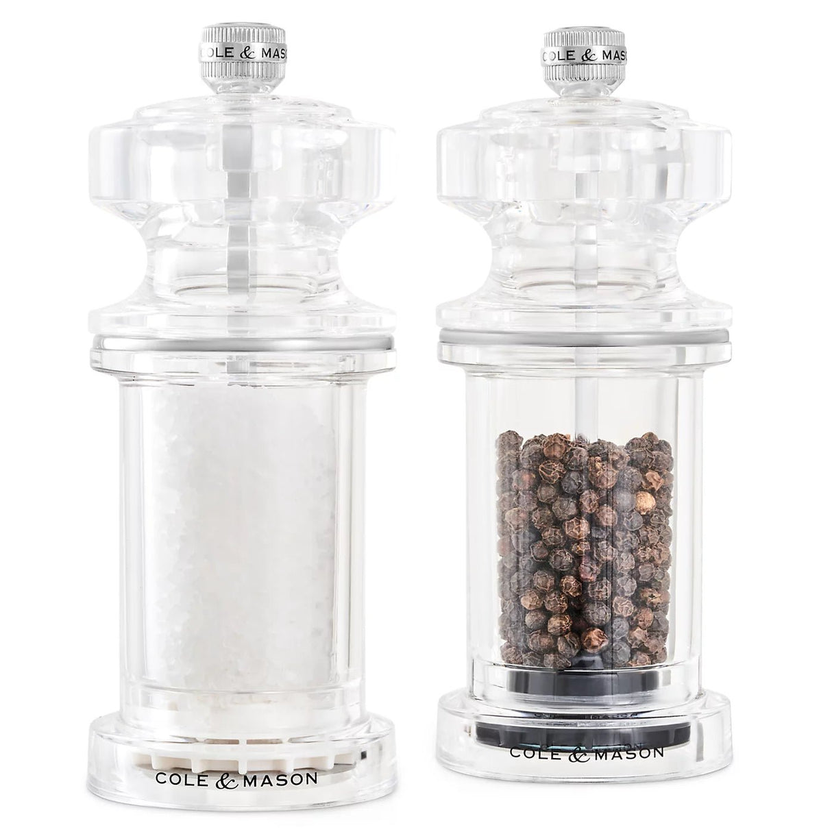 Cole & Mason 14cm Clear Acrylic Salt & Pepper Mill Set - Old Railway Line Garden Centre
