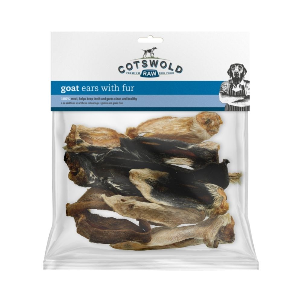 Cotswold Raw Natural Dried Goat Ears with Fur Pack of 8