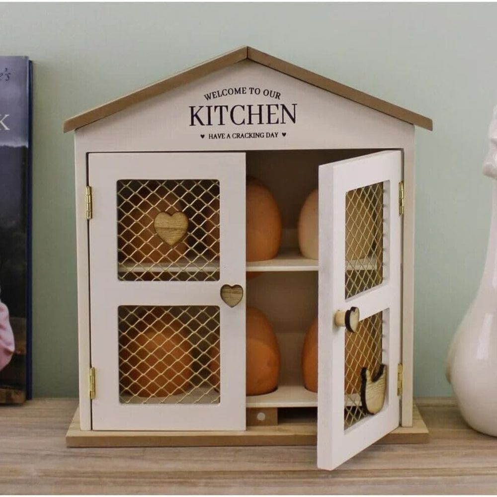 Country Cottage 22cm Wooden Egg Storage Cabinet - Old Railway Line Garden Centre