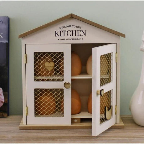 Country Cottage 22cm Wooden Egg Storage Cabinet - Old Railway Line Garden Centre
