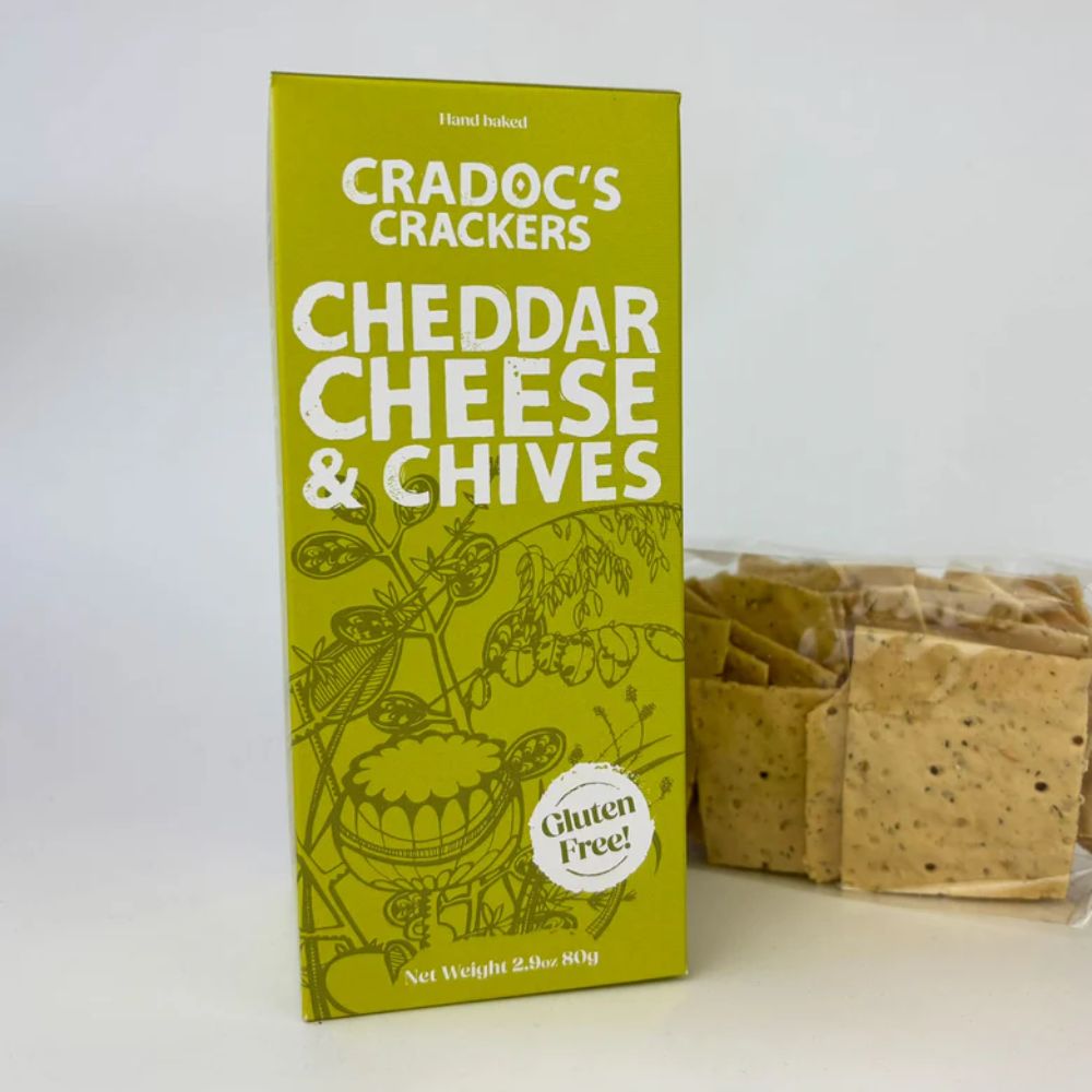 Cradoc's 80g Gluten Free Cheese & Chive Crackers