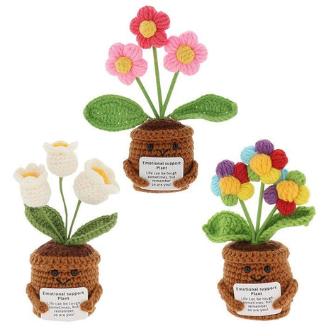 Crochet Blooms 17cm Smiley Flower Pots - (Choice of 3) - Old Railway Line Garden Centre