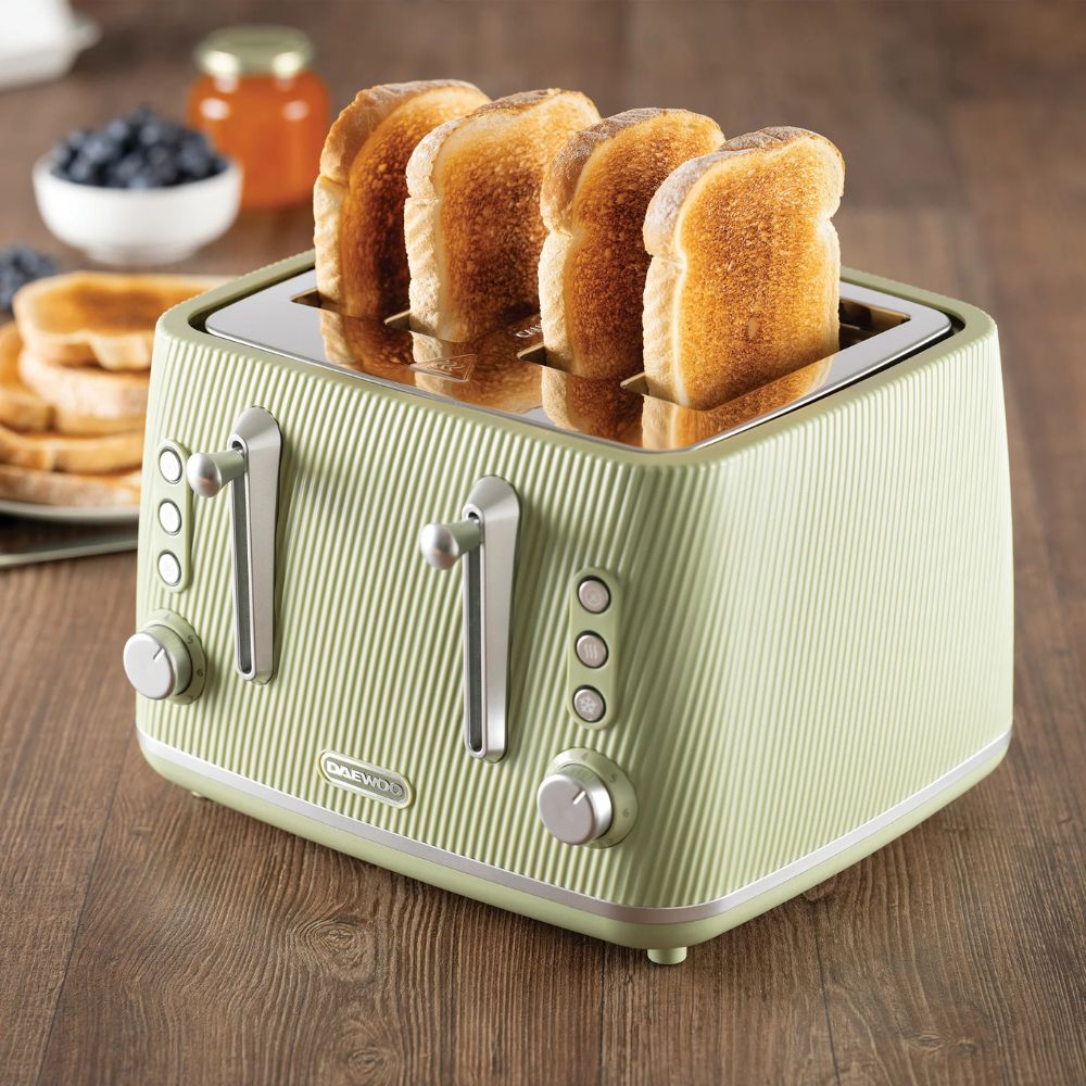 Daewoo Cascade 4 Slice Toaster - Sage Green