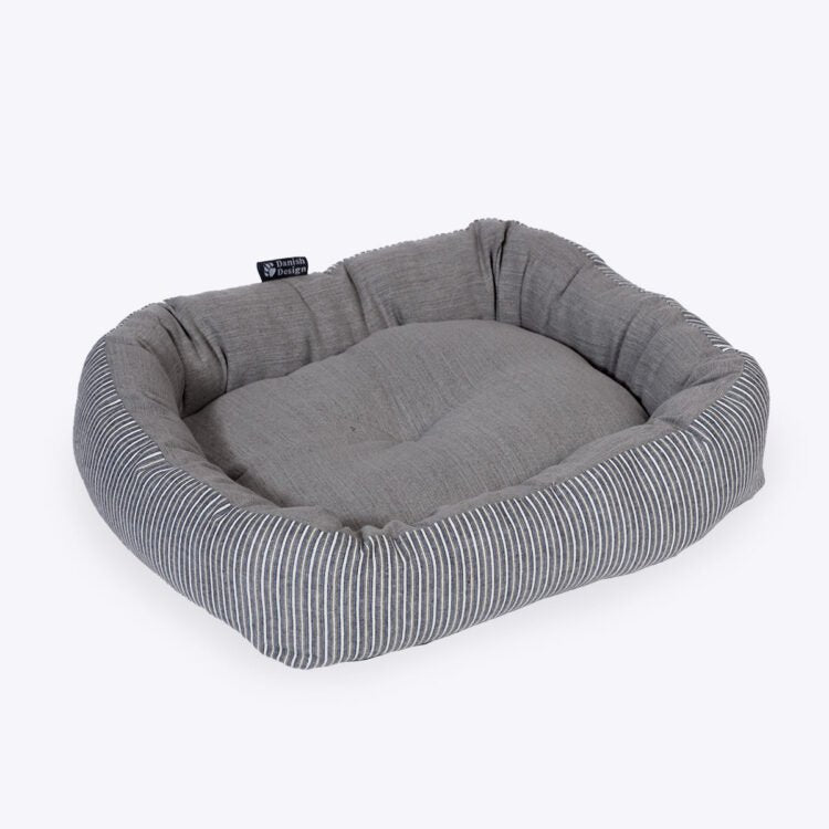 Danish Design 30inch Rustic Stripe Snuggle Dog Bed - Denim - Old Railway Line Garden Centre