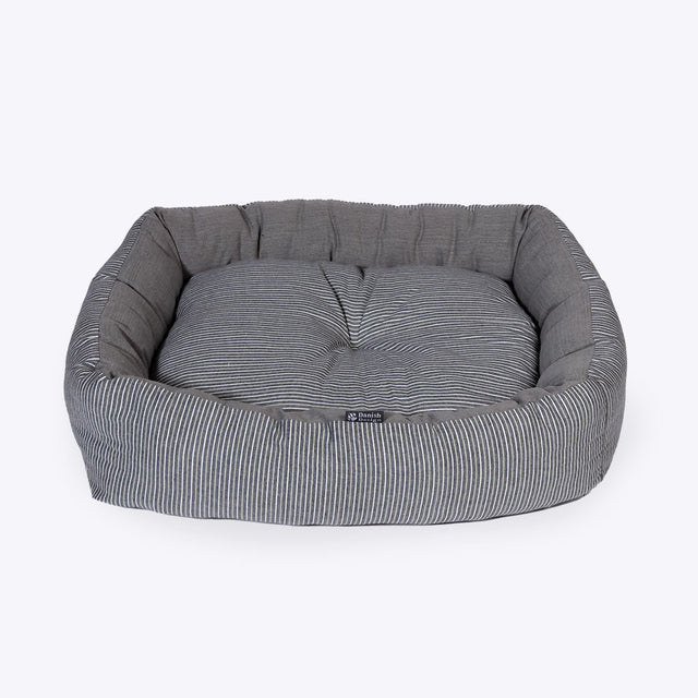 Danish Design 30inch Rustic Stripe Snuggle Dog Bed - Denim - Old Railway Line Garden Centre
