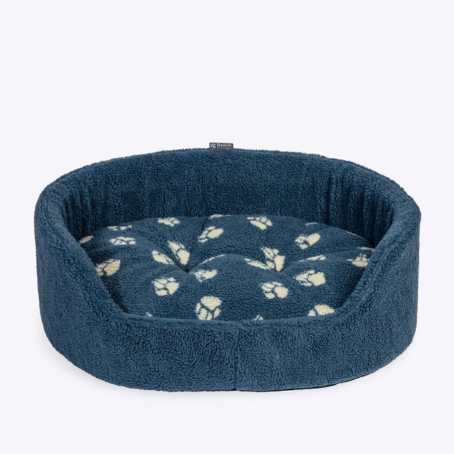 Danish Design 35inch Sherpa Fleece Harbour Paw Slumber Dog Bed - Blue - Old Railway Line Garden Centre