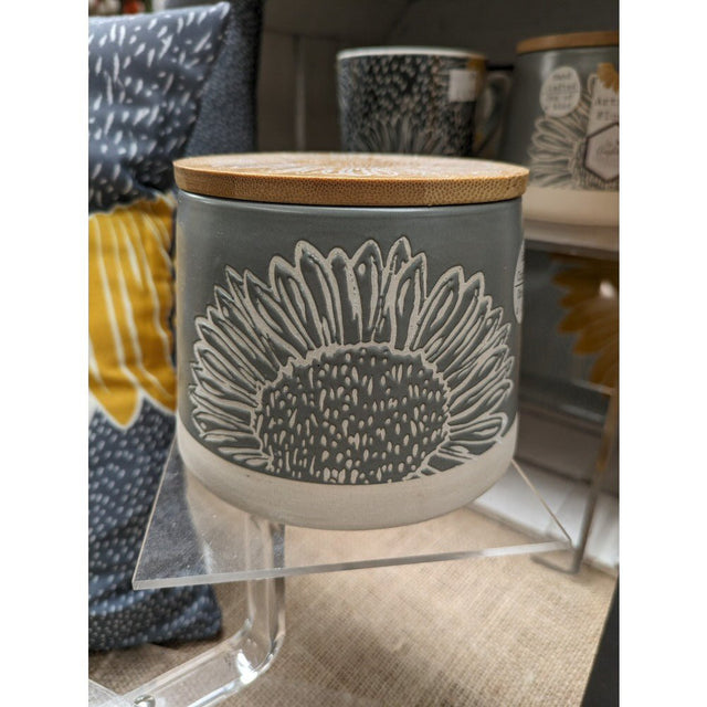 David Mason 11cm Grey Artisan Flower Canister with Bamboo Lid - Old Railway Line Garden Centre