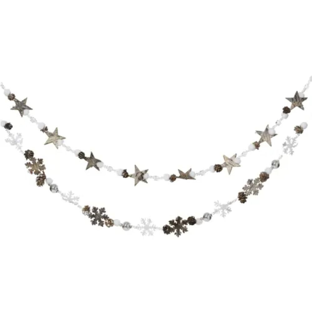 Decoris 105cm White Pinecone Garland with Snow (Choice of 2)