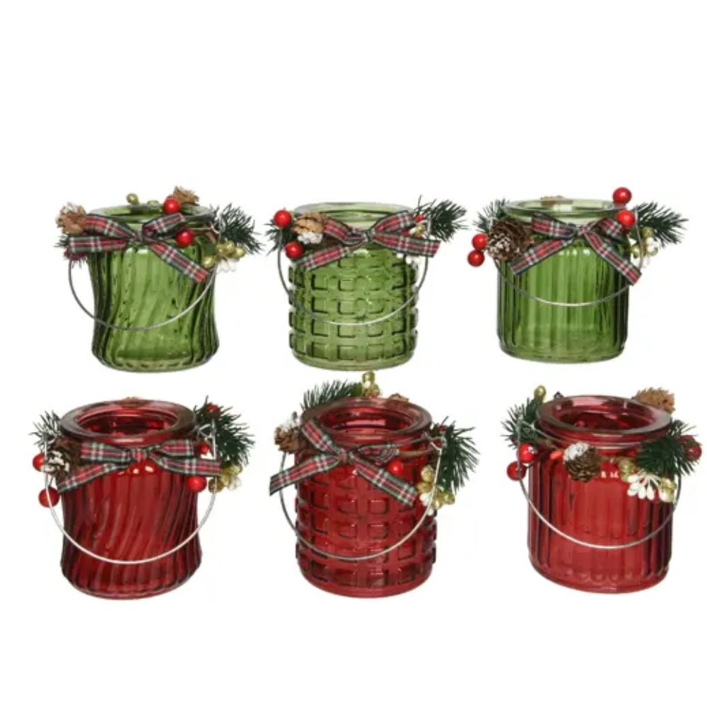 Decoris 10cm Glass Tea Light Holder (Choice of 6)