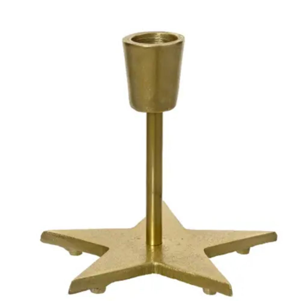 Decoris 11cm Gold Aluminium Star Candle Holder