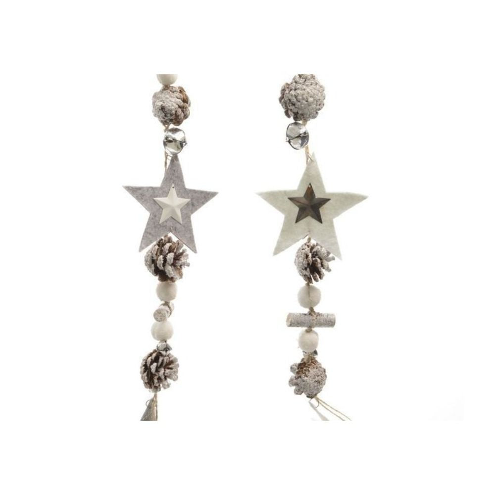 Decoris 120cm White Pinecone & Stars Garland (Choice of 2)