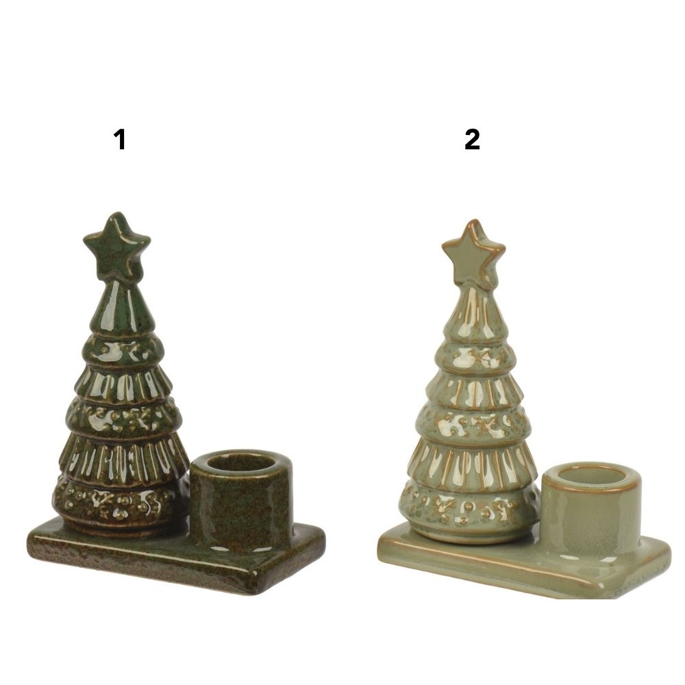 Decoris 12cm Christmass Tree Porcelain Candle Holder