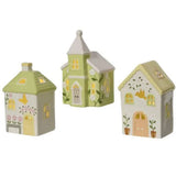 Decoris 14.5cm Porcelain LED House (Choice of 3) - Green/White - Old Railway Line Garden Centre
