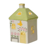 Decoris 14.5cm Porcelain LED House (Choice of 3) - Green/White - Old Railway Line Garden Centre
