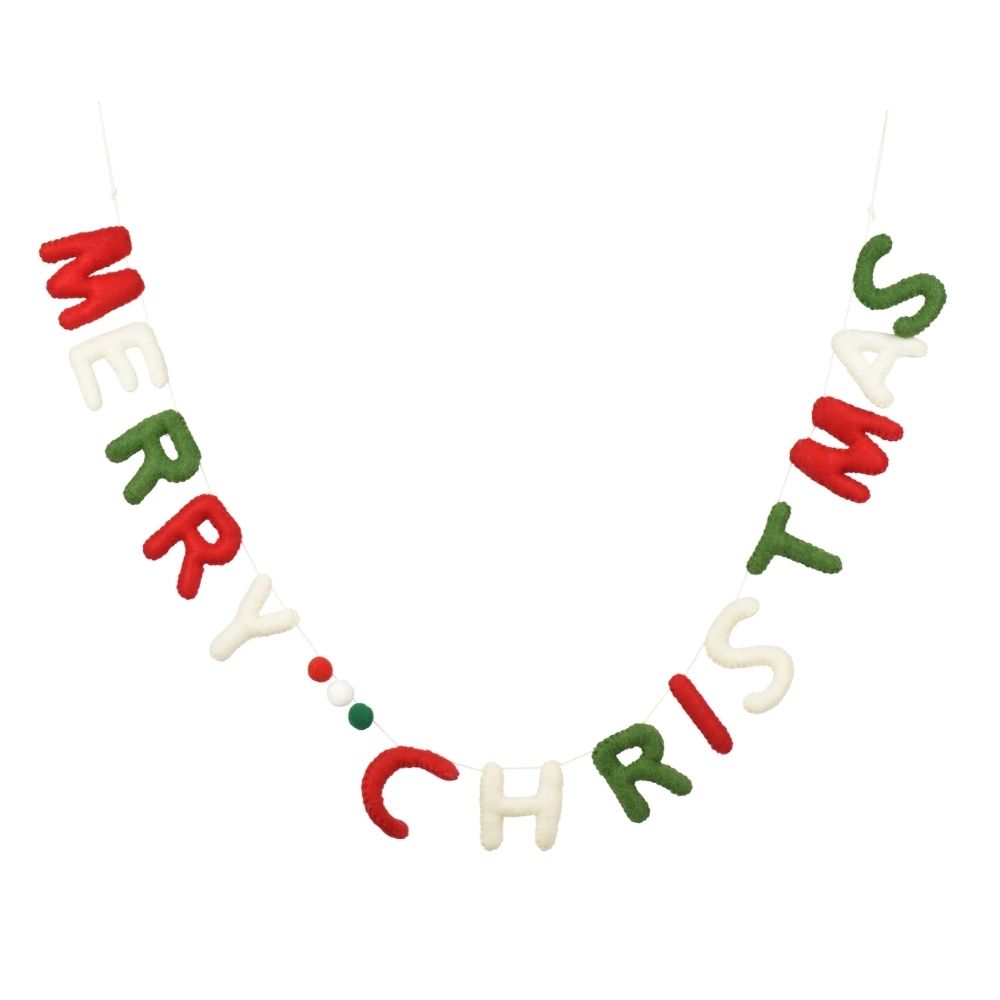 Decoris 15.8cm Felt Merry Christmas Text Garland