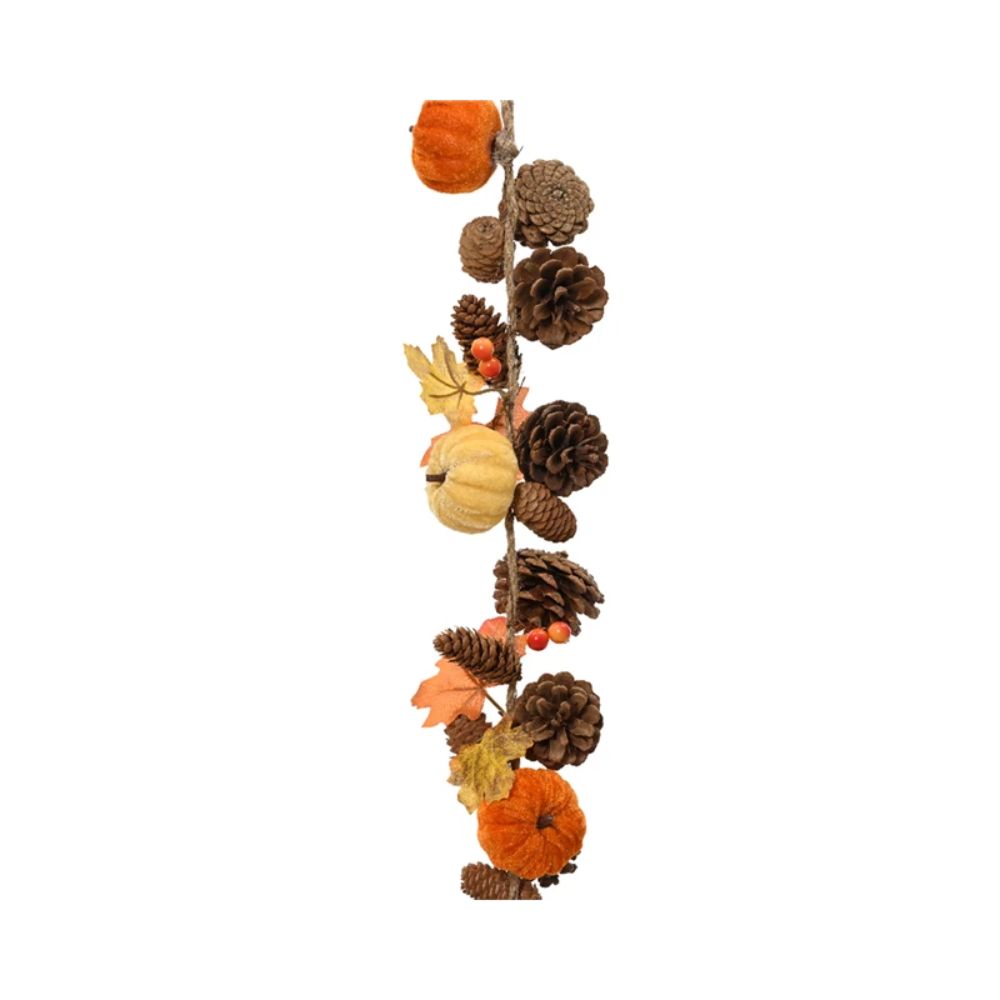 Decoris 150cm Pinecone & Pumpkin Autumn Garland