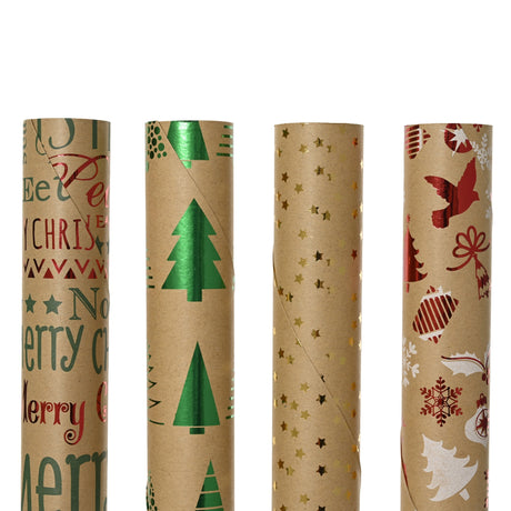 Decoris 150cm Traditional Brown Christmas Gift Wrapping Paper (Choice of 4)