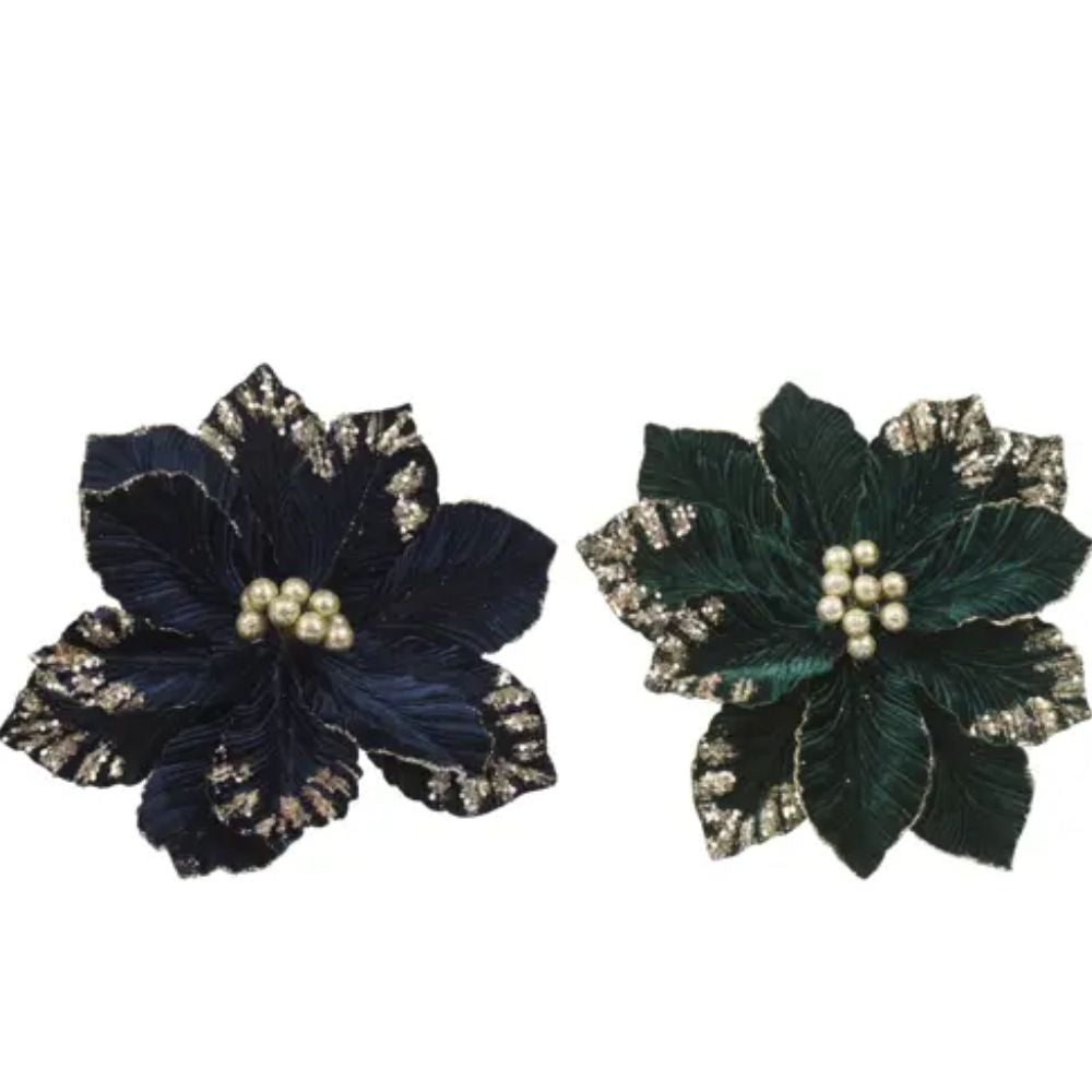 Decoris 15cm Poinsettia on Clip (Choice of 2)