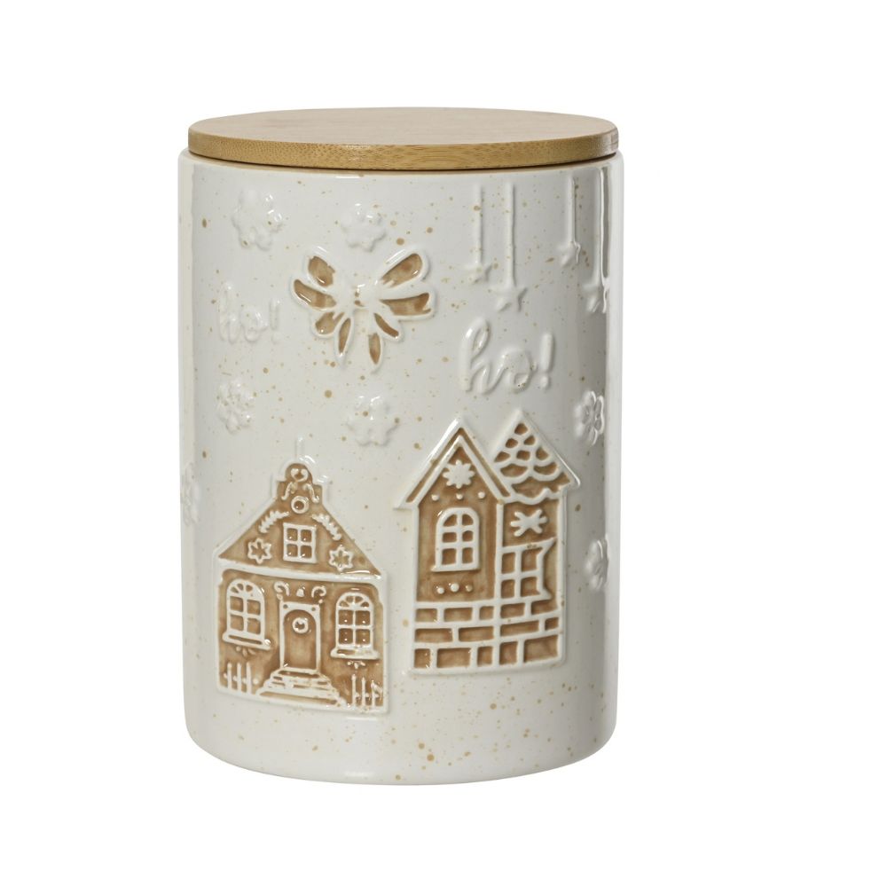 Decoris 16cm Storage Jar with Gingerbread Houses