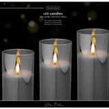 Decoris 17cm LED Glass Wax Candles (Set of 3)