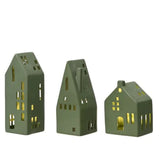 Decoris 18.5cm Green Stoneware Tealight House (Choice of 3)