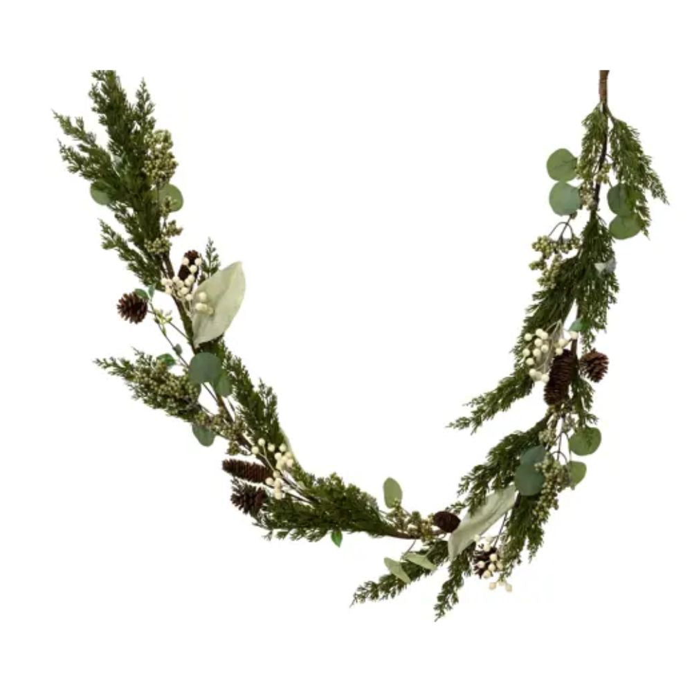 Decoris 183cm White Berry & Pinecone Garland