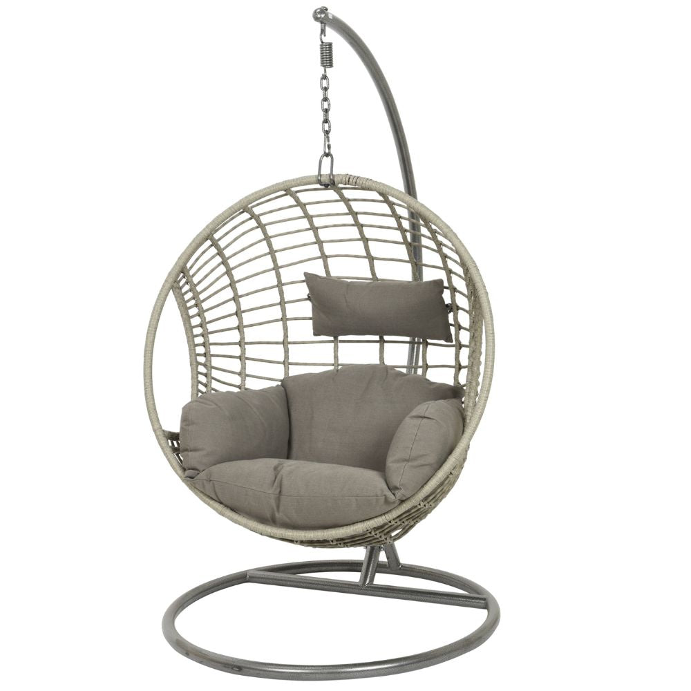Decoris 196cm Wicker London Hanging Garden Egg Chair - Grey