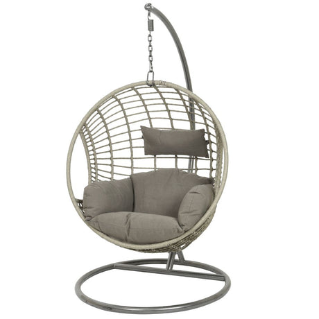 Decoris 196cm Wicker London Hanging Garden Egg Chair - Grey