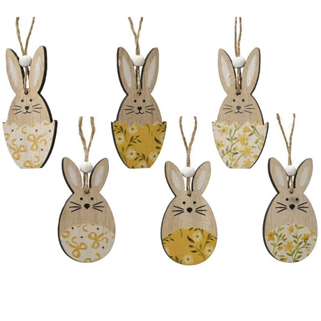 Decoris 2 Pack Flower Print Plywood Bunny Hanging Decoration (Choice Of 6) - Old Railway Line Garden Centre