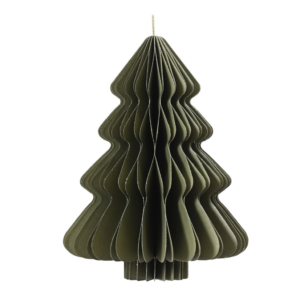 Decoris 20cm Tree Paper Hanging Decoration - Green/Gold