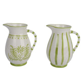 Decoris 21.8cm Dolomite Glazed Jug (Choice of 2) - Green/White - Old Railway Line Garden Centre