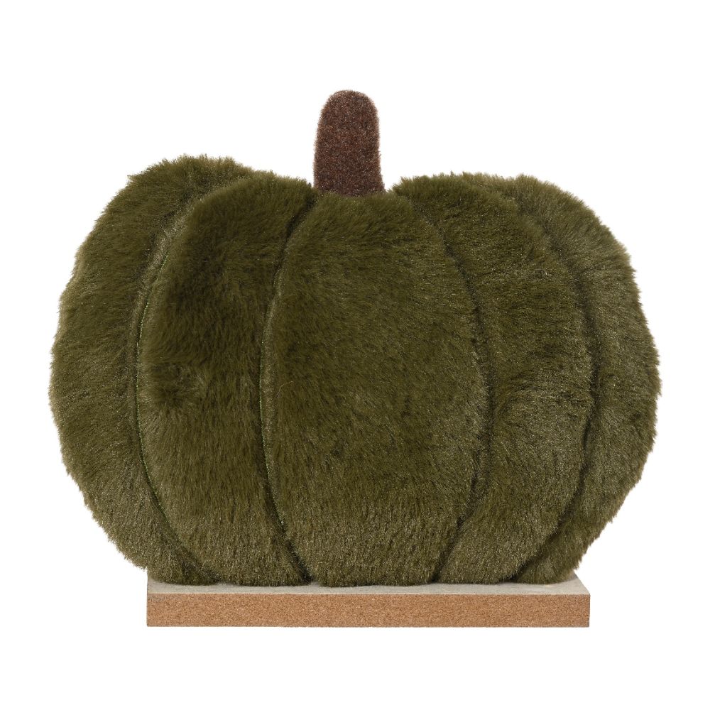 Decoris 21cm Dark Green Textile Pumpkin Decoration